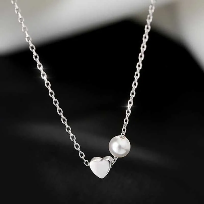 Besimpol Genuine 925 Sterling Silver Pearl Necklace Elegant Heart Choker For Party Women Luxury Fine Jewelry Gifts 210929270S