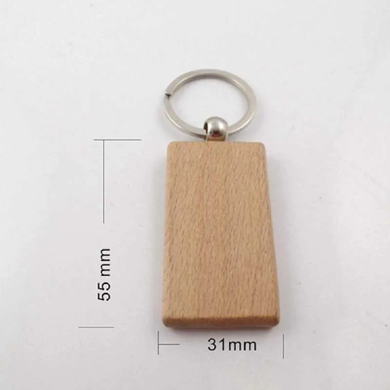 100 Puste drewniane brelok DIY Drewniany Brelok Key Tag Anti-Lost Wood Akcesoria Prezent mieszany H0915