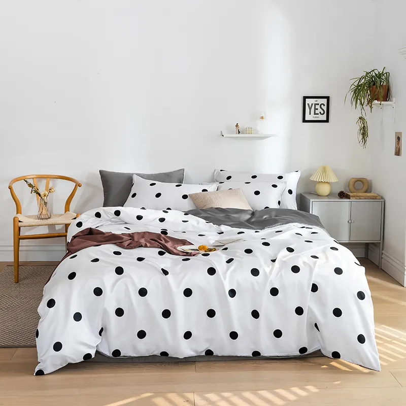 Nordic Wash Ice Fabric Floral Bedding Set Duvet Cover Drottning King 220x240 Sängkläder Lakan Linne 150 Bekväm