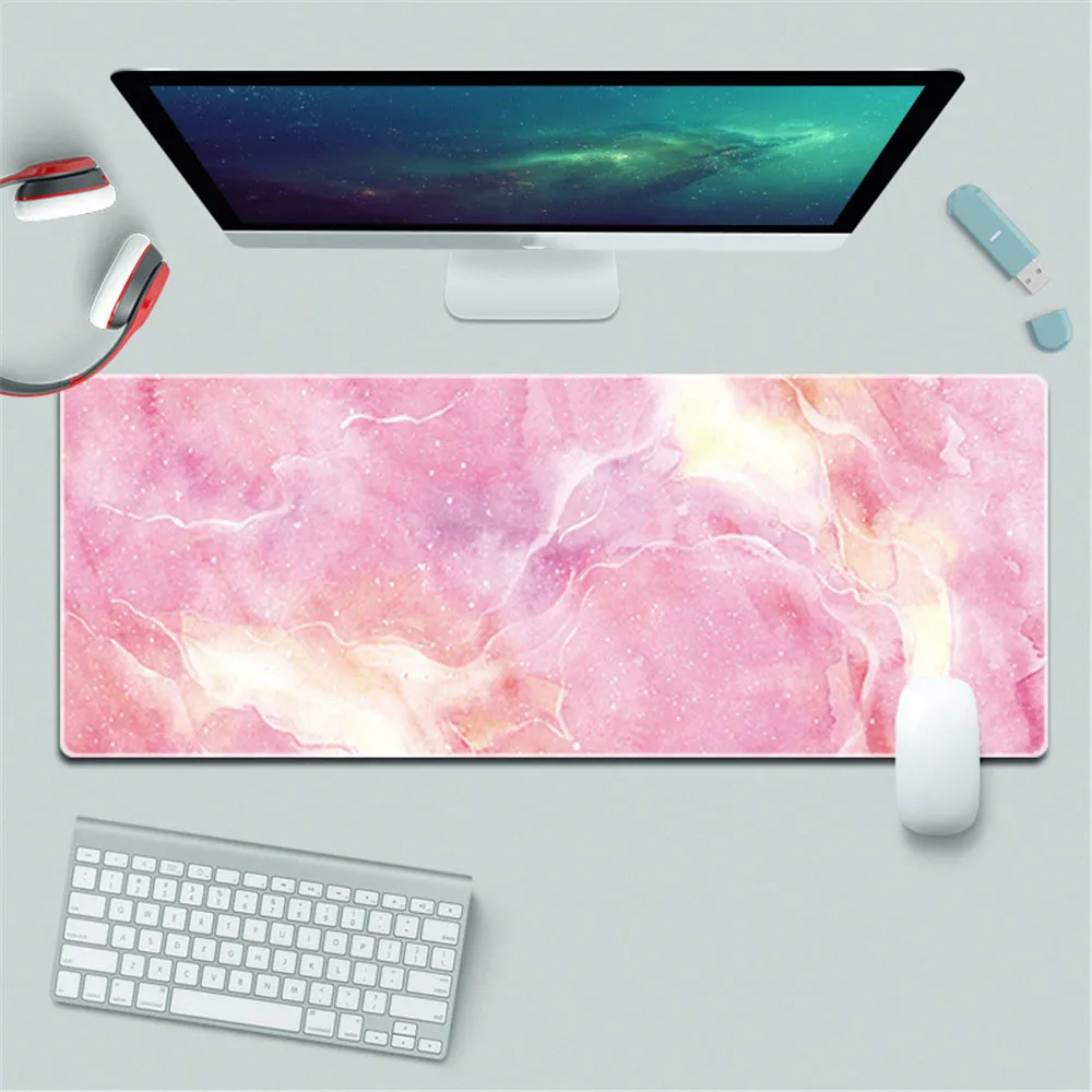 Nordic Style Marble Laptop Gamer Mousepad Computer Pads Large Locking Edge Wrist Rests Table Mat Desk Set