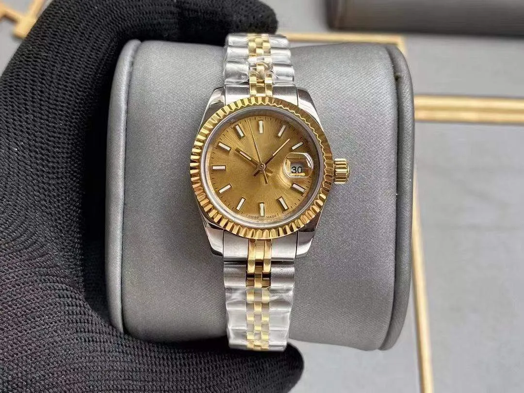 Bellissimo orologio da donna in oro rosa moda di alta qualità da 28 mm, orologio da donna meccanico automatico, cinturino in acciaio inossidabile b272e