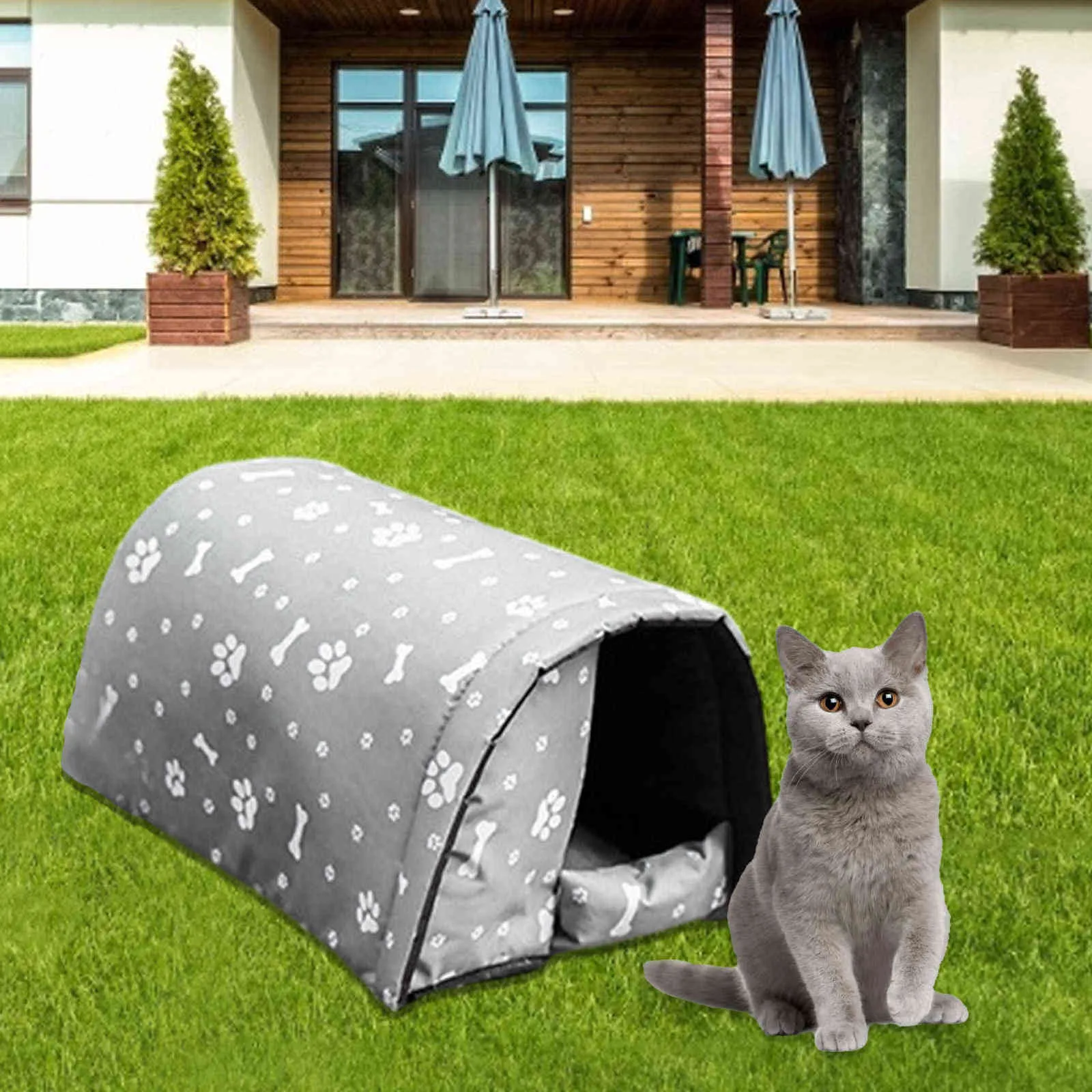 Casa impermeable para mascotas al aire libre mantiene a las mascotas calientes diseño cerrado refugio para gatos para perros pequeños # WO 211111