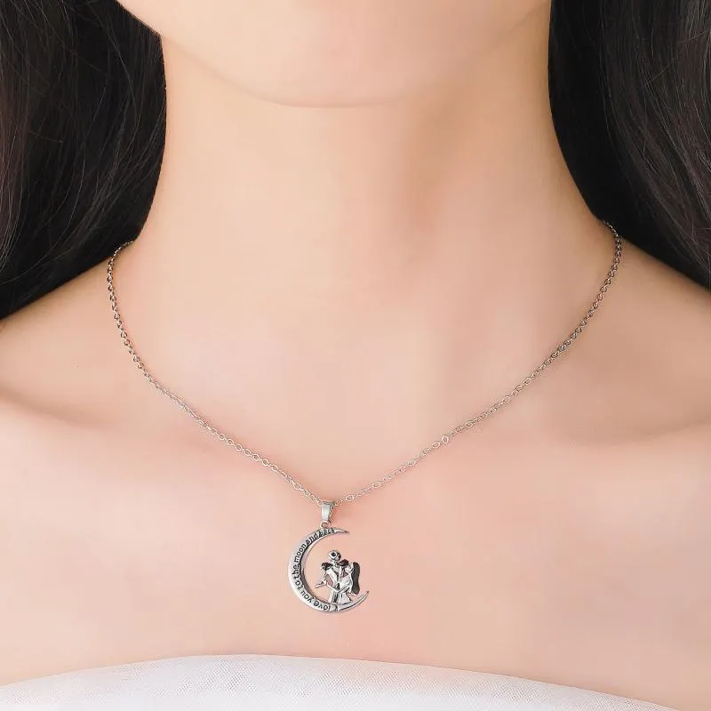 Naszyjniki wisiorek harong koszmar przed świąteczną czaszkę dla kobiet księżyc kształt para naszyjnik moda miłość słowo biżuteria prezent344v
