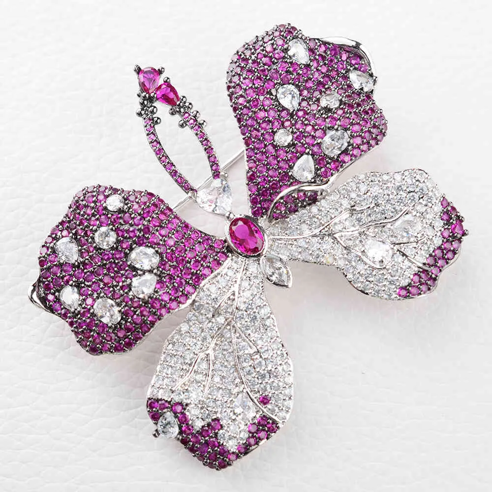Belle broche papillon de mode en cristal de zircone violet