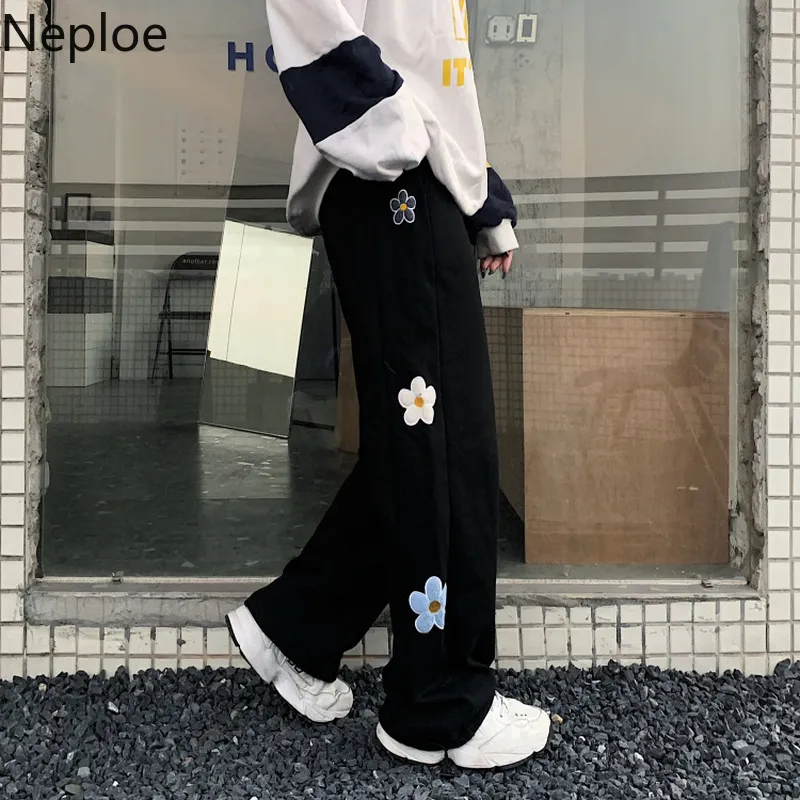 Neploe décontracté pantalon large Streetwear Harajuku BF droit ample mignon pantalon taille haute coréen surdimensionné pantalon de survêtement Femme 210422