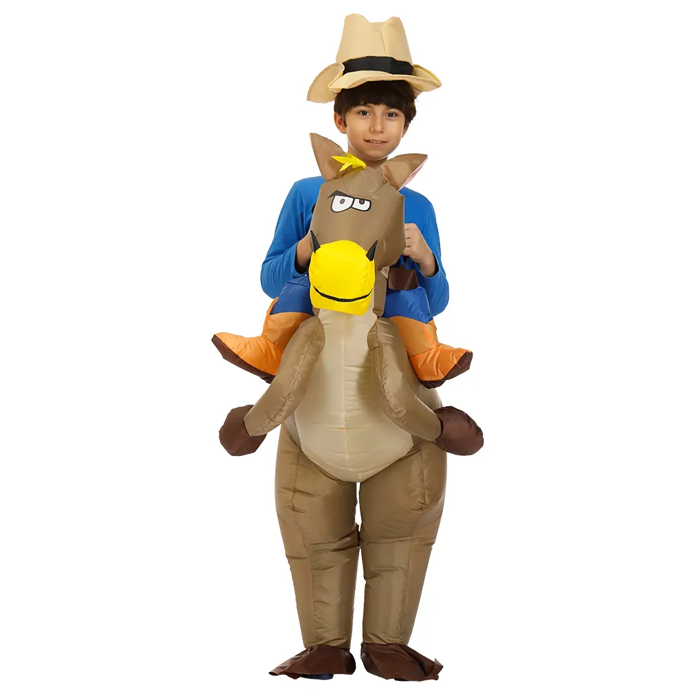 Mascotte costume de poupée Enfants Cowboy Costumes Gonflables Costume d'Halloween pour Enfants Animal Cheval Costume Drôle Jeu de Rôle Disfraz Carnaval Cos