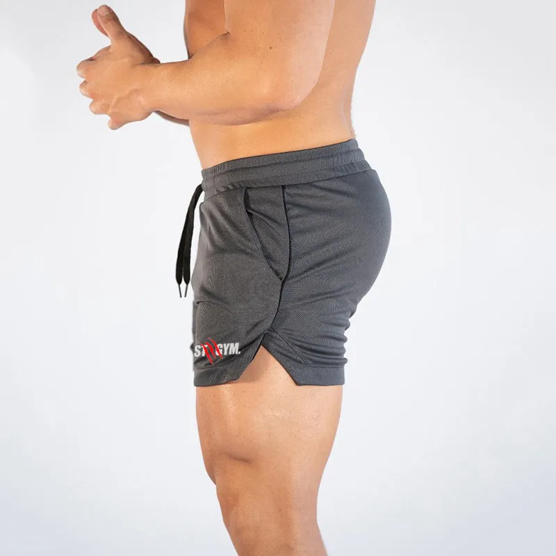 Merk zomer fitness shorts heren mesh ademende strand shorts elastische snel droge korte broek dunne sportscholen training joggers shorts man man 210322