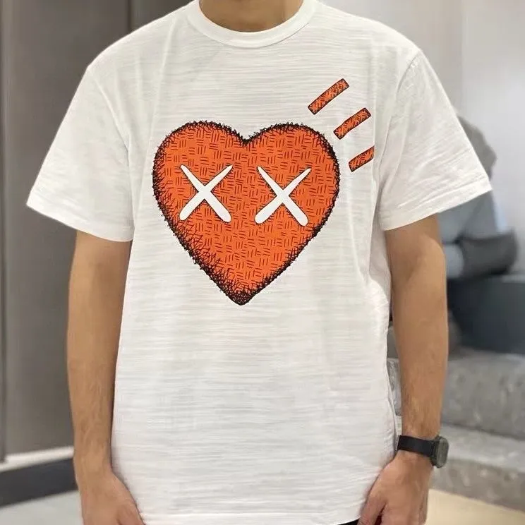 Erkekler ve Bayan T Shirt İnsan Yapımı Kalp-Baskı Pamuk Kısa Kollu Tees