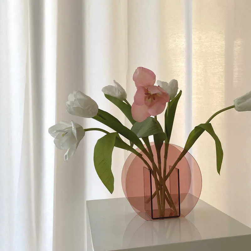Ins geometrisches Display Acryl Vase Startseite Kunst Design Homestay Weiche Dekoration Modell Raum Matching 210623