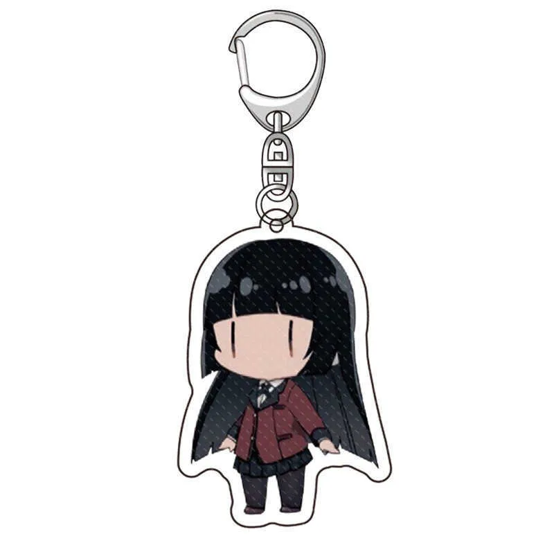 Anime japonais Kakegurui porte-clés plaqué argent personnages de dessins animés pendentif en acrylique porte-clés en métal joli porte-clés Llaveros G1019