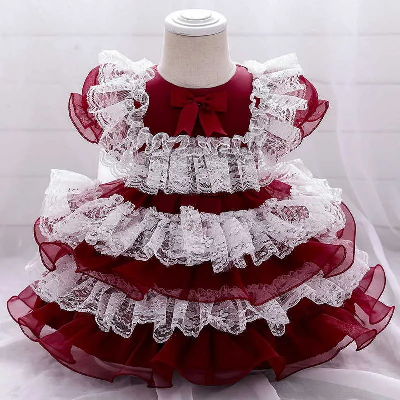 Lente Kids Meisjes Jurken Lolita Style Kant Cake Jurk voor Party Wedding Piano Voer kleding E1972 210610 uit