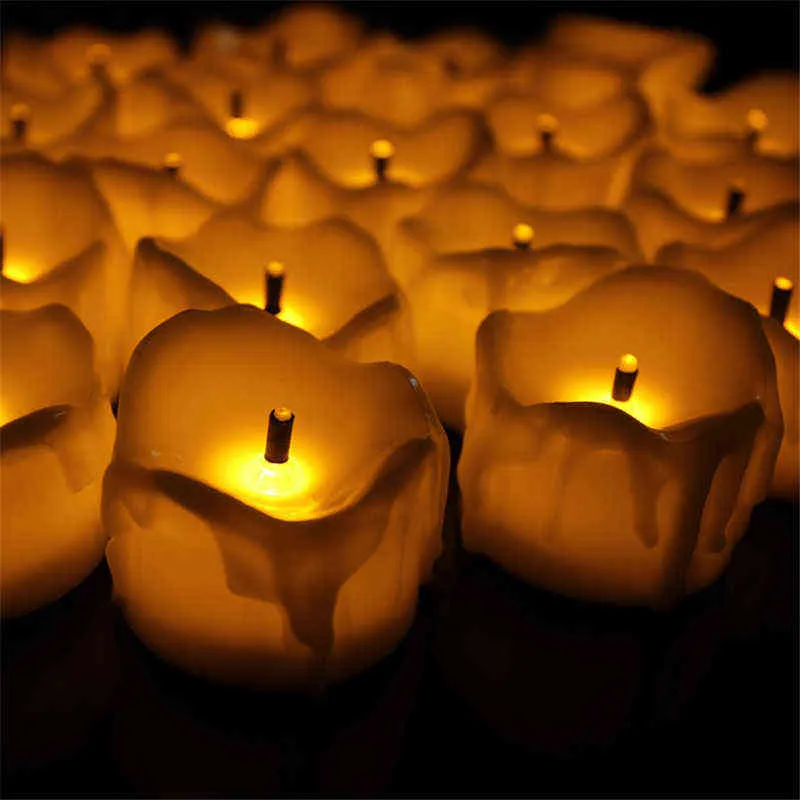 Velas votivas de bateria cintilante, 6 ou 12 peças, kerzen led branco quente, pequeno bougie led flamme vacillante, velas românticas