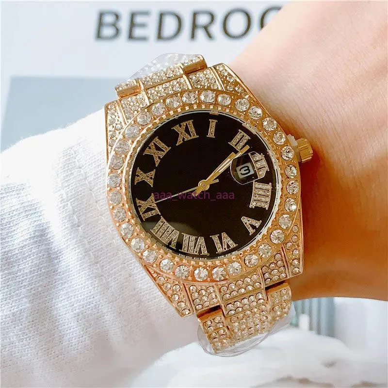 2021 Billiga herrsportshandelklocka kvartsrörelse manlig tidsklocka Klocka Mensklockor Diamond Watches Full Ice Out Watch Rolx236G
