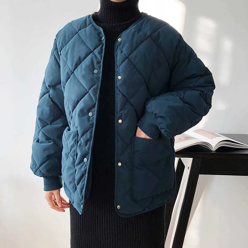 Womens Casual Coat Female Cotton-Padded Quilted Parka Jacket Down Cotton Padded Winter Coat Outwear Spring Autumn Winter 210830
