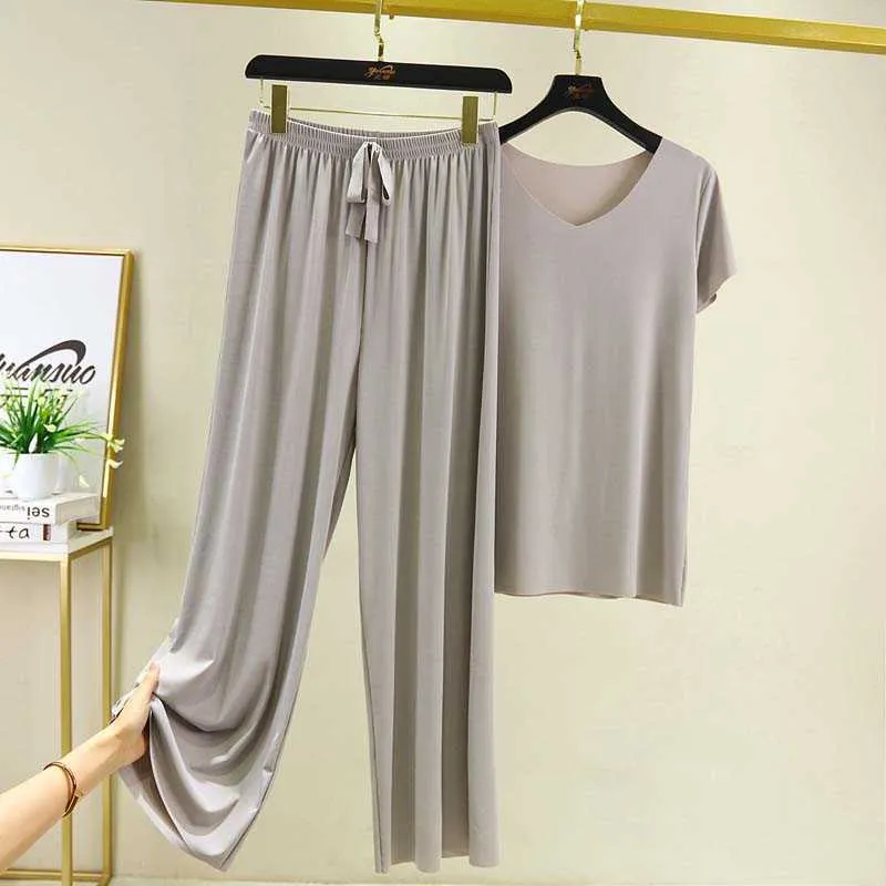 الصيف بيجامة مجموعة النساء homewear فضفاض pjs النساء النوم ارتداء الصمامات السيدات صالة ارتداء مجموعة السيدات النوم المنزل بدلة 210622