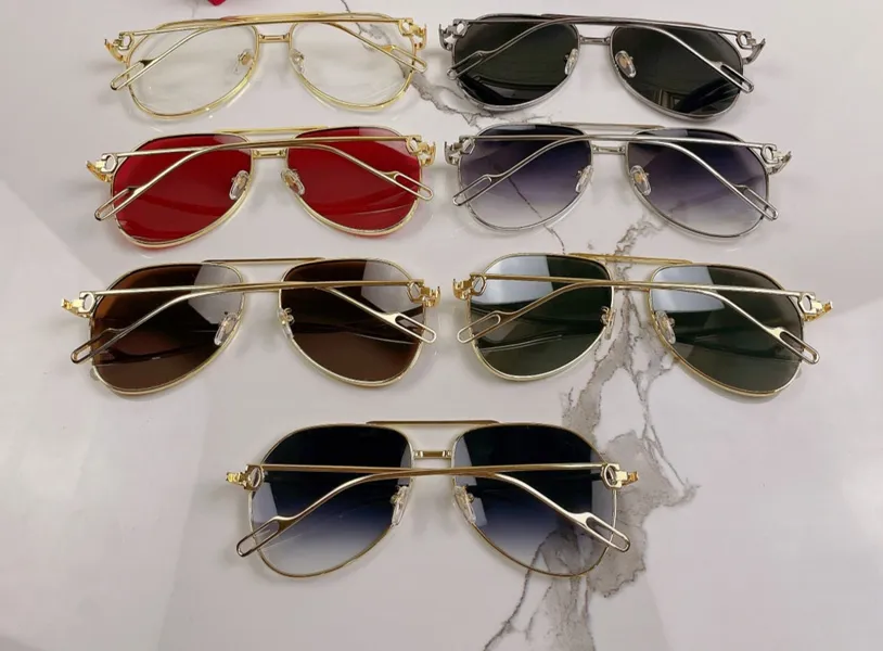 Vintage piloot zonnebrillen voor mannen Gold Metal Red Lens Fashion Sun Glasses 0110 Sonnenbrille Gafa de Sol met Box245H