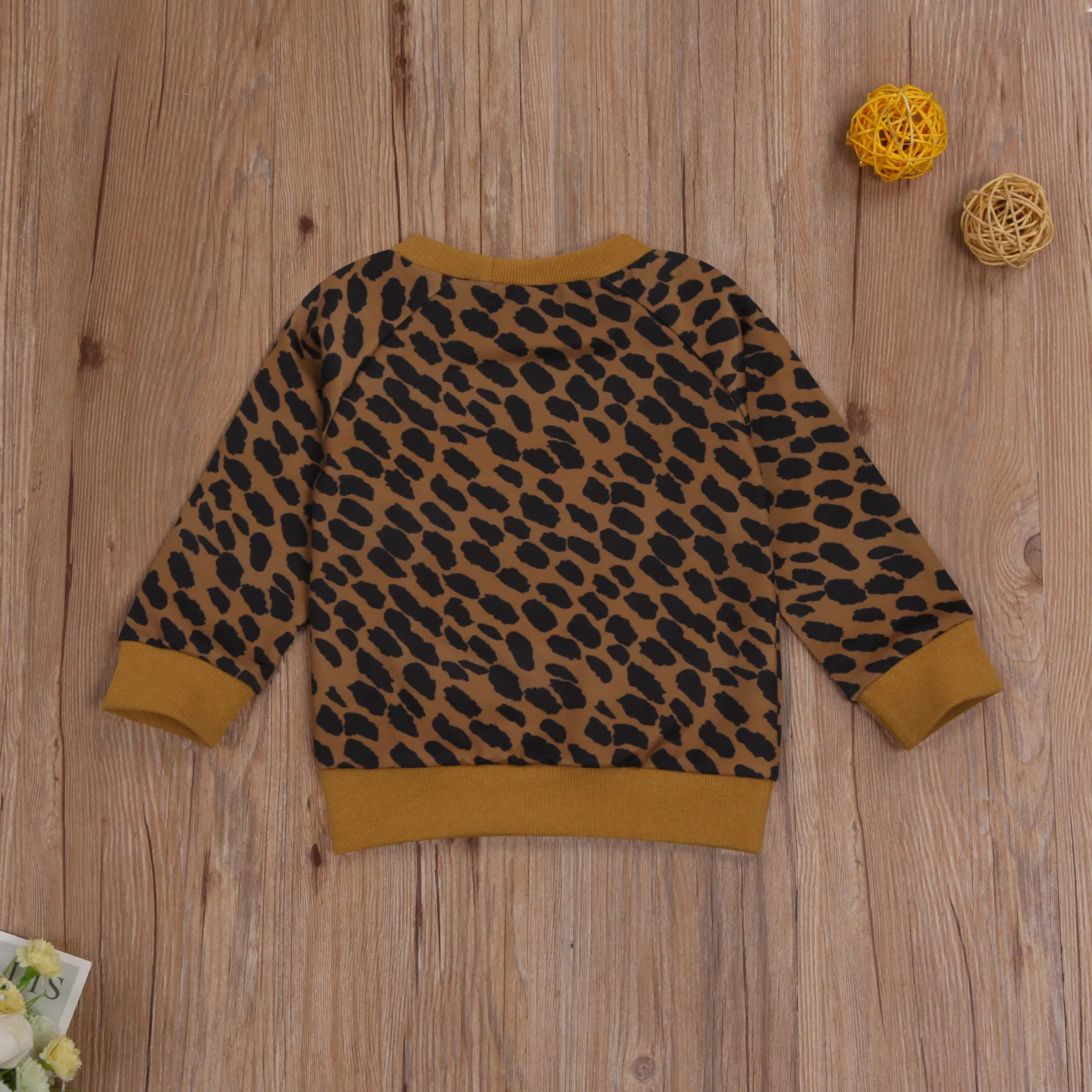 0-3Y Autunno Inverno Bambino Del Bambino Del Capretto Delle Ragazze Dei Ragazzi Leopardo Felpe Manica Lunga Lettera MAMA'S MINI Vestiti Casuali 210515