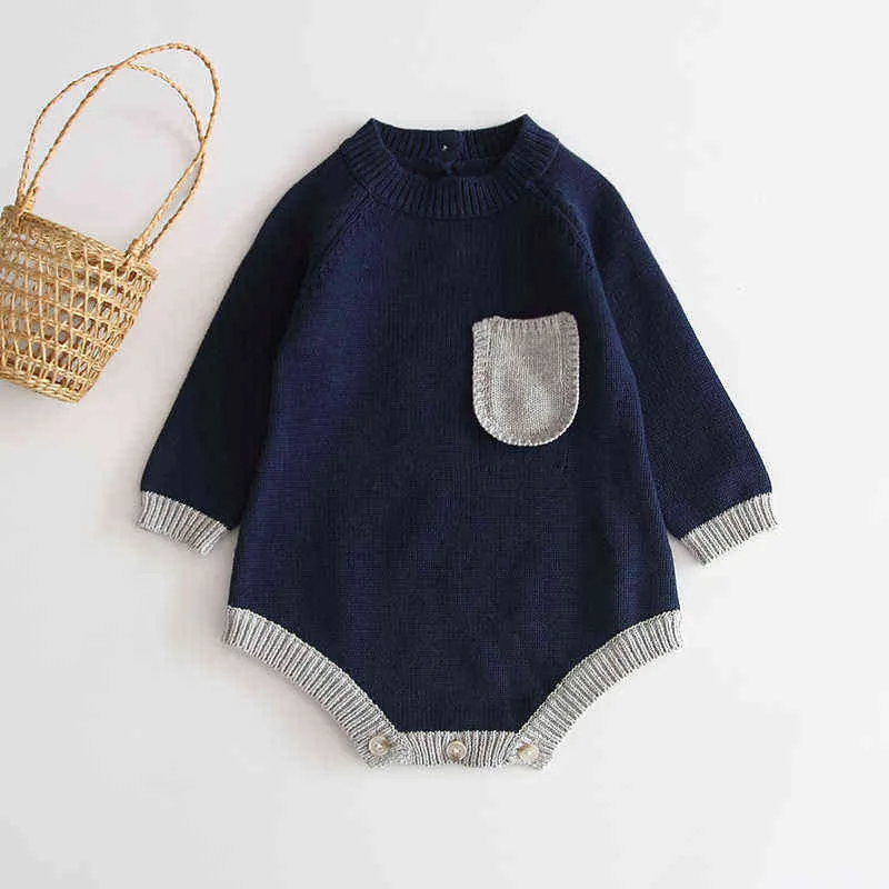Baby Girls Boys Knit Rompers Ny 2020 Vår Långärmad Ullstickad Rompers Baby Fashion Jumpsuit Toddler Kid's Clothing G1221