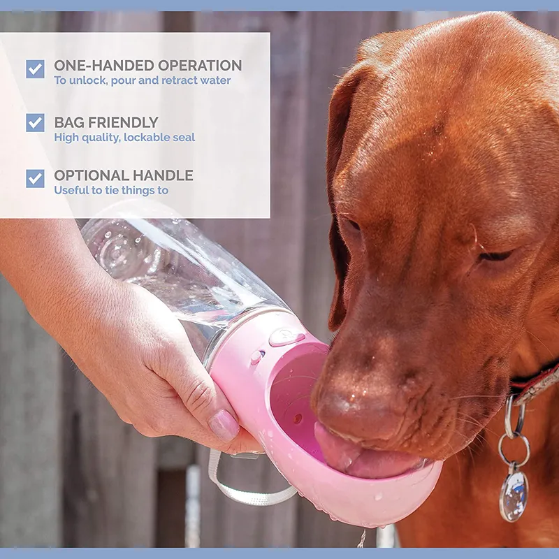 Alimentatori bottiglie d'acqua da viaggio cani di grandi dimensioni A prova di perdite Guinzaglio guinzaglio abbeveratoio Accessorio cuccioli Bere Accessori animali domestici Di253m