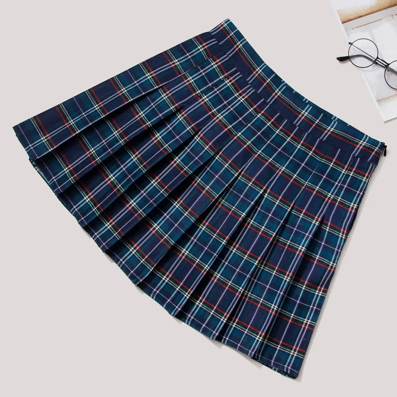 Festy Kary estilo preppy verano mujeres faldas moda kawaii lindo plisado cintura alta coreano mini falda a cuadros 220214
