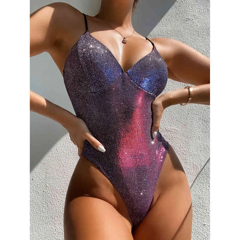 Sexy Swimsuit High waist Swimwear Bandage Colorful Bikini Bathing Suit Summer Swimming Jump Suit for Women 210515