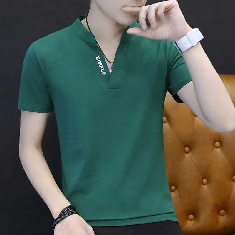 Liseaven T-Shirt Homme Col Mandarin T-Shirts Manches Courtes Marque Tee Shirt Homme Vêtements 210706