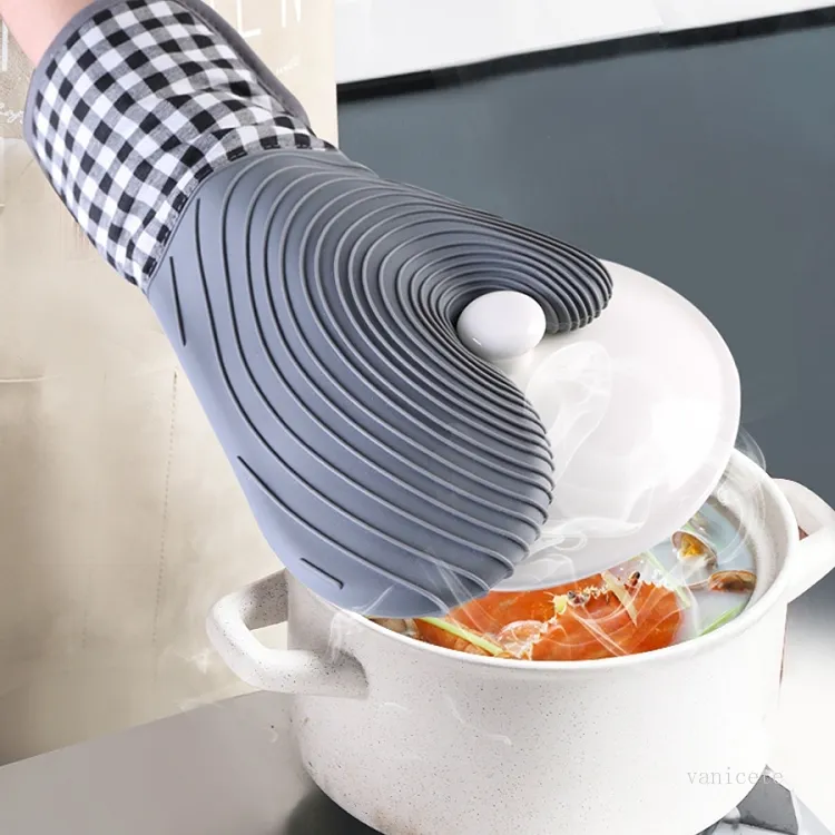 Ensembles de gants de cuisine et de porte-casseroles en silicone avec doublure matelassée, gants de cuisine résistants à la chaleur pour la cuisson, la cuisson, les grillades T2I51924