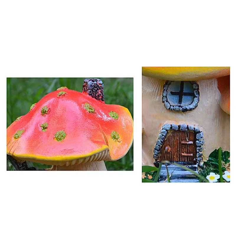 Fairy Garden Mushroom House Miniatuur Mushroom House Standbeelden Accessoires voor Hom 210811