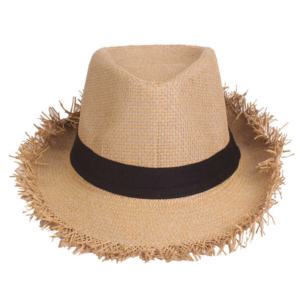 Chapeau de soleil pour hommes d'été anti-jazz couleur unie respirant paille extérieur voyage chapeau de soleil