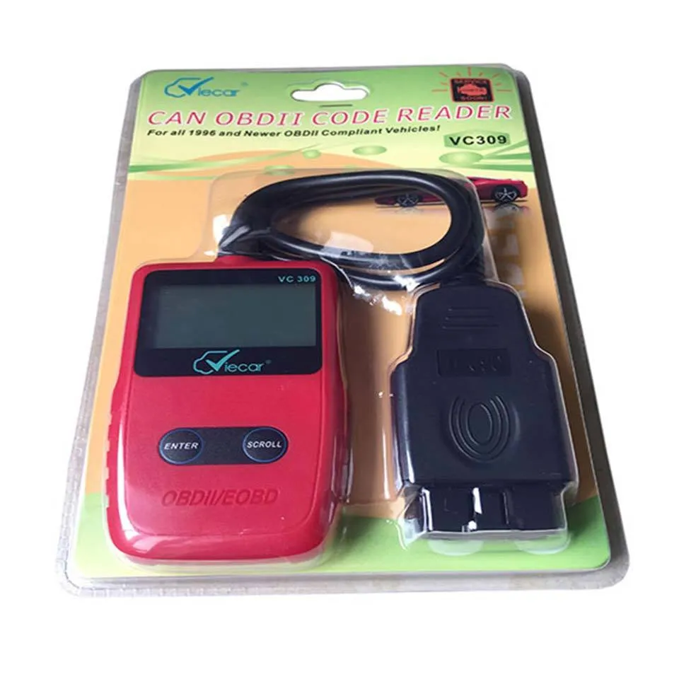 Nyaste Handheld Elm327 OBD2 Scanner VC309 CRA Diagnostic-Tools VC 309 ELM 327 EOBD CAN-BUS-problem OBDII Auto Diagnostic Tools