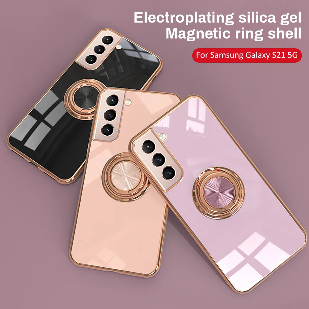 Béquille magnétique antichoc coques de téléphone pour Samsung S20 FE S21 S20 Plus Note 20 10 9 porte-anneau couverture de placage souple