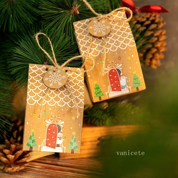 Party Favour House Grafik Weihnachts-Süßigkeitsschachtel Kraftpapier-Verpackungsschachtel Weihnachtsgeschenk 24er-Set T2I52688