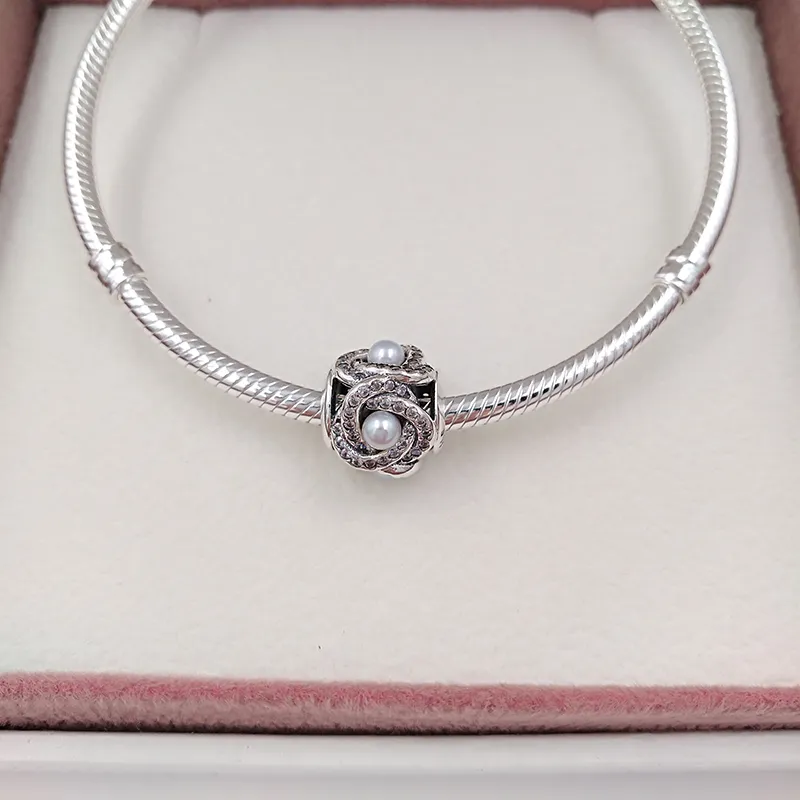 Charms für die Schmuckherstellung, leuchtender Liebesknoten, Pandora 925 Sterling Silber, Perlenarmbänder, Frau, Mädchen, Frauen, Armreif, Kette, Perlenkette, Geburtstagsgeschenke, 792105WCP