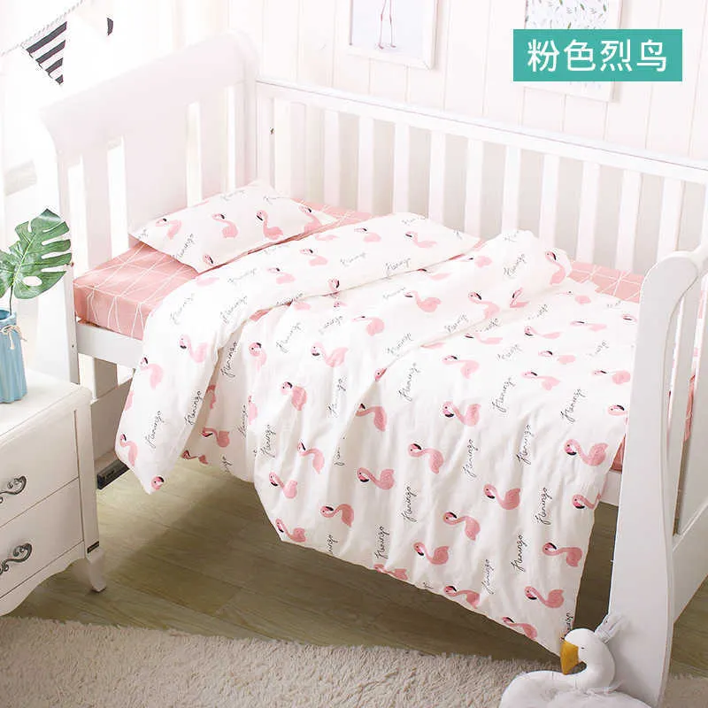 Lit Bébé Literie Pour Garçon Fille Chambre Dessin Animé Doux Coton Berceau Linge Ensemble Comprend Taie D'oreiller Drap Housse De Couette Pas De Remplissage 211025