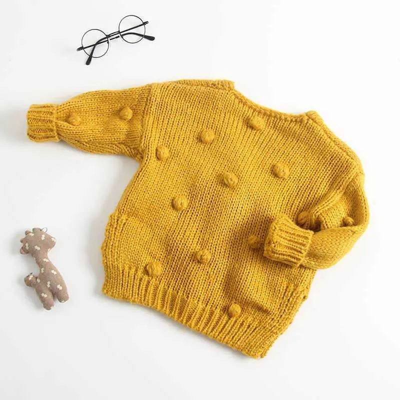 Jaqueta de cardigan de bola de camisola de bebê menina para crianças casaco de tricô 1-3 anos velho E8317 210610