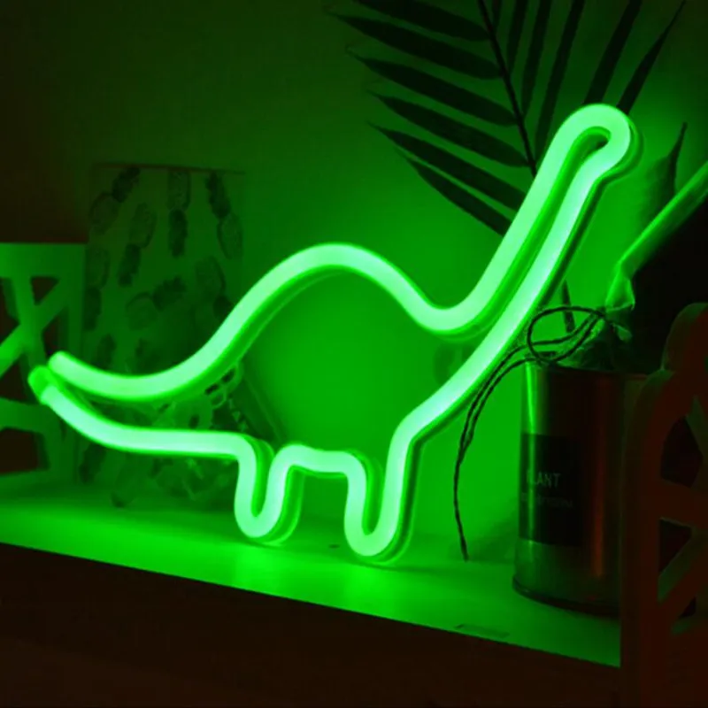 Dinosaurform design neon tecken ljus rum vägg dekorationer hem led nätter ljus hem prydnad GJ-Dinosaur Green2221