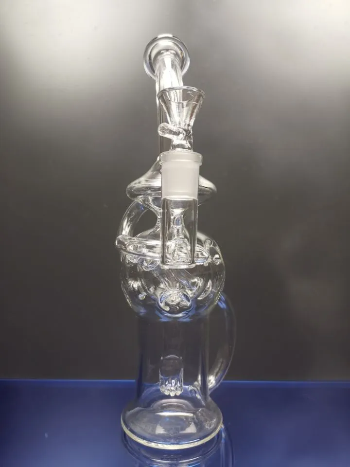 Cachimbos de vidro Copo Bong Cachimbo de fumar Pyrex Cabo de cachimbo de mão Reciclador de vidro Dab Rig Showerhead Cachimbo de água em linha cheechshop