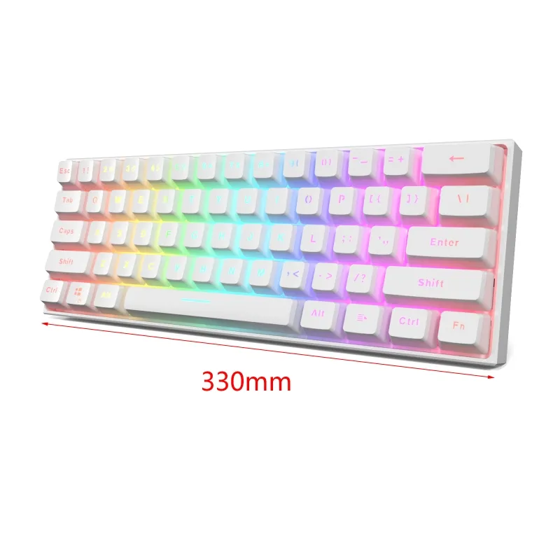 61 مفاتيح Type-C RGB LED مزدوجة الجلد الحليب بالرصاص الخلفية السلكية لوحة المفاتيح الميكانيكية البسيطة الألعاب لوحة المفاتيح gateron التحويل