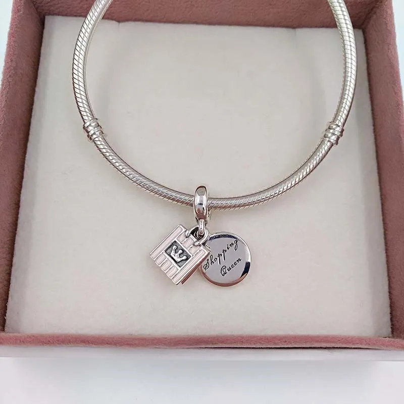 ciondoli fai da te kit la creazione di gioielli con setto Shopping Queen Charm pandora Braccialetti in argento sterling stack donna braccialetto catena collana pendente perline compleanno 791985EN40