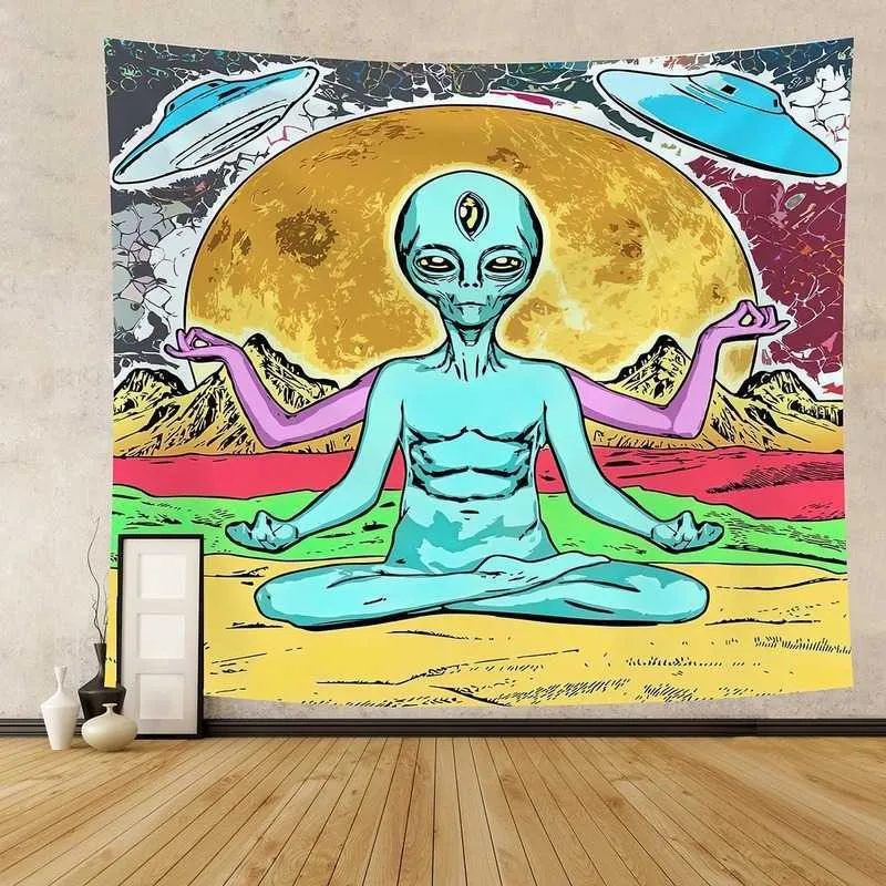 Alien Tapestry Home Dekoration Psychedelic Wall Tuch Anime Muster Teppich Kunst 2106087858328