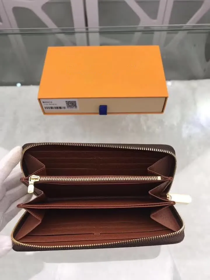 Designers en cuir à glissière simple portefeuille long sacs de soirée porte-monnaie portefeuille en relief avec boîte série172b