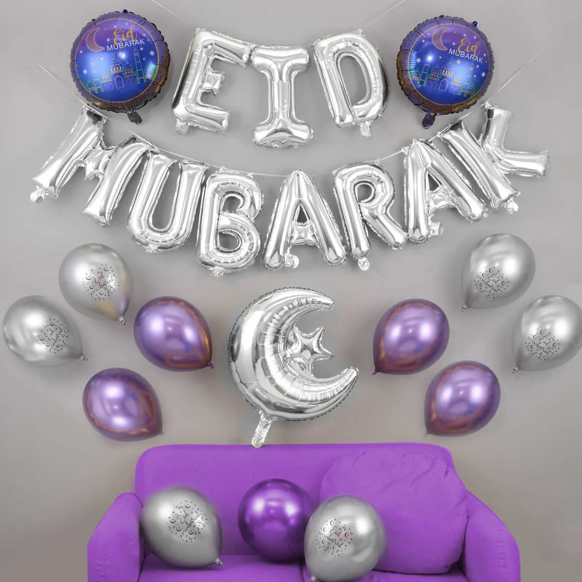27 teile/satz Eid Mubarak Ballons Helium Latex Ballon Anniversaire Party Dekoration Globo Aid Mubarak Dekoration 210925
