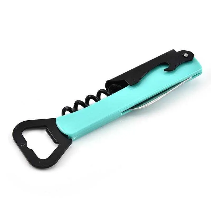 4 In 1 Multi Function Bottle Opener Non Slip Handle Wine Opener Beer Bottle Opener Knife Pulltap Double Hinged Corkscrew Openers LX4051