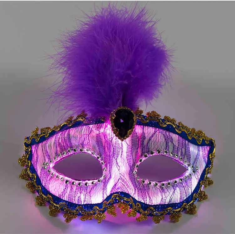 Light Up Fiber Optic Glow in the Dark Luminous Festival Masquerade Carnival Halloween LED Party Eye Mask