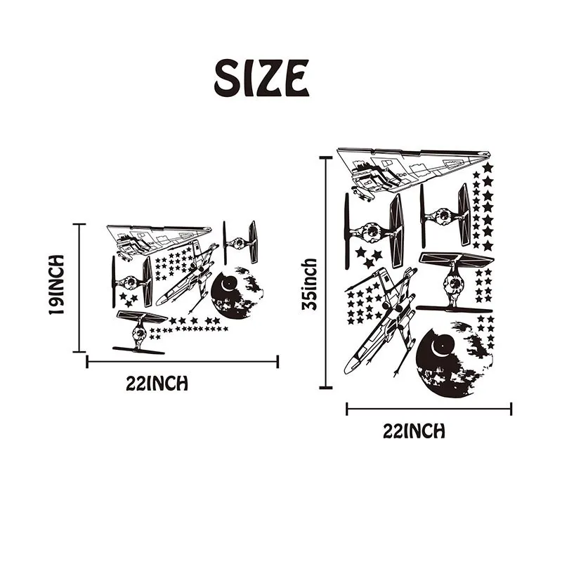 Vaisseau spatial Millemium Falcon X Wing Fighter autocollant mural fusée Starfighters guerre décalcomanie enfants chambre pépinière vinyle décor à la maison 220217