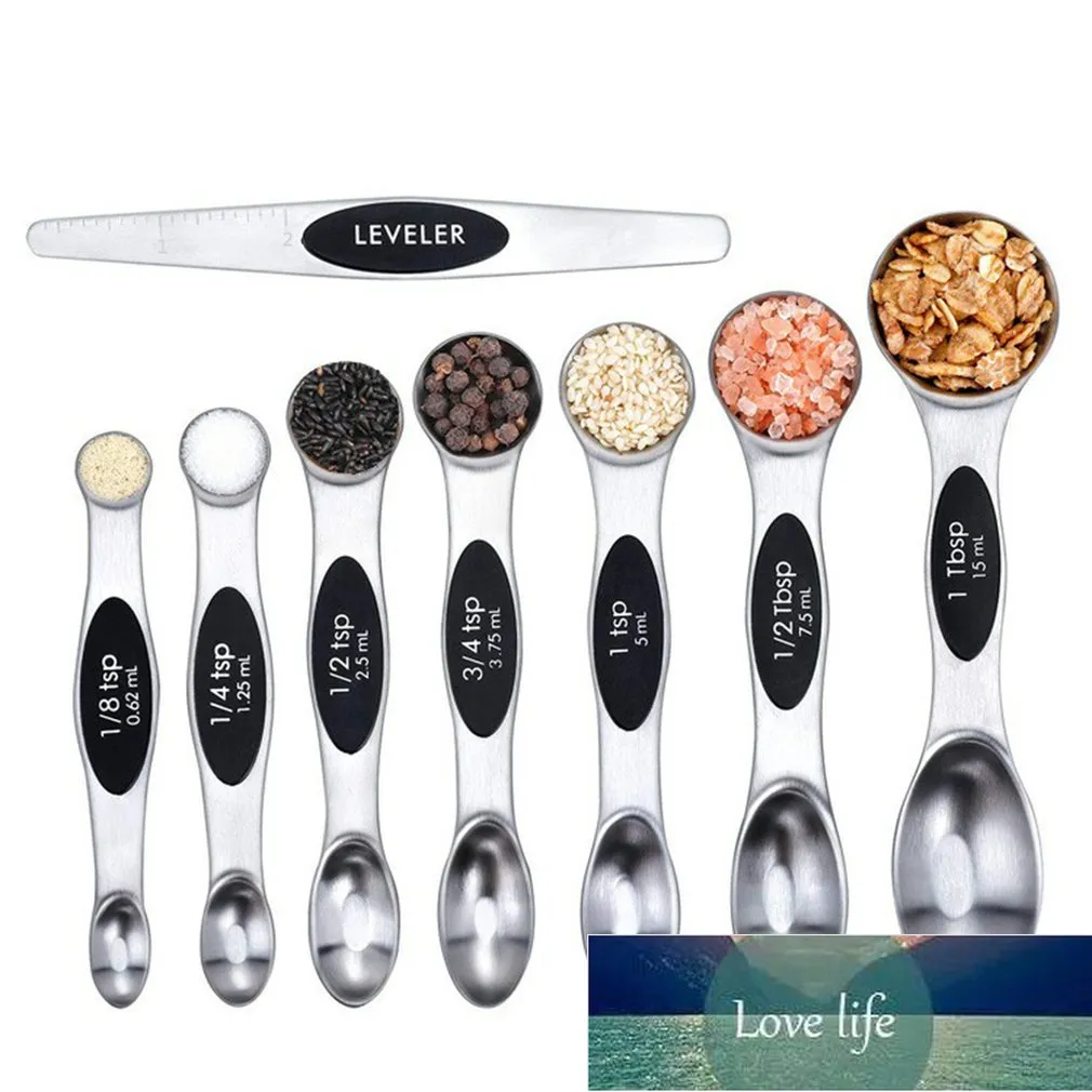 Double Sided Stainless Steel Magnetic Measuring Spoon Set Stackable Teaspoon For Measuring Dry And Liquid Ingredients Factory312a