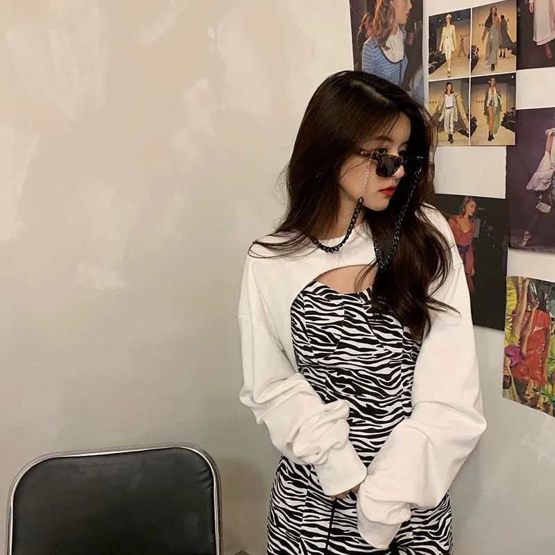 Plus Size Gothic Y2k Dress Women Casual Leopard Long Sleeve Party Mini Dress Femminile Design Dress Corea Primavera Y2k 210521