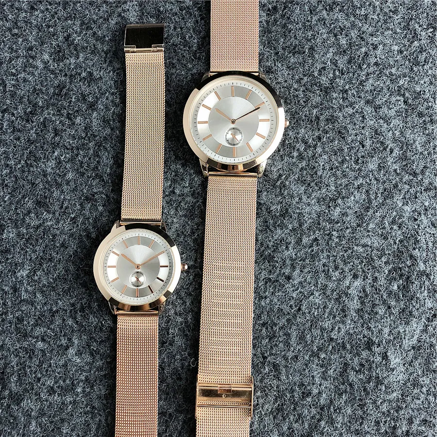 Брендовые часы для женщин, мужчин, унисекс, стиль влюбленных, кварцевые наручные часы со стальным металлическим ремешком AR18227Q