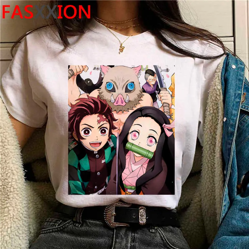 악마 슬레이어 재미 있은 만화 T-셔츠 남자 Unisex Kimetsu No Yaiba 귀여운 애니메이션 Tshirt Kawaii 만화 그래픽 T 셔츠 힙합 티즈 남성 X0621