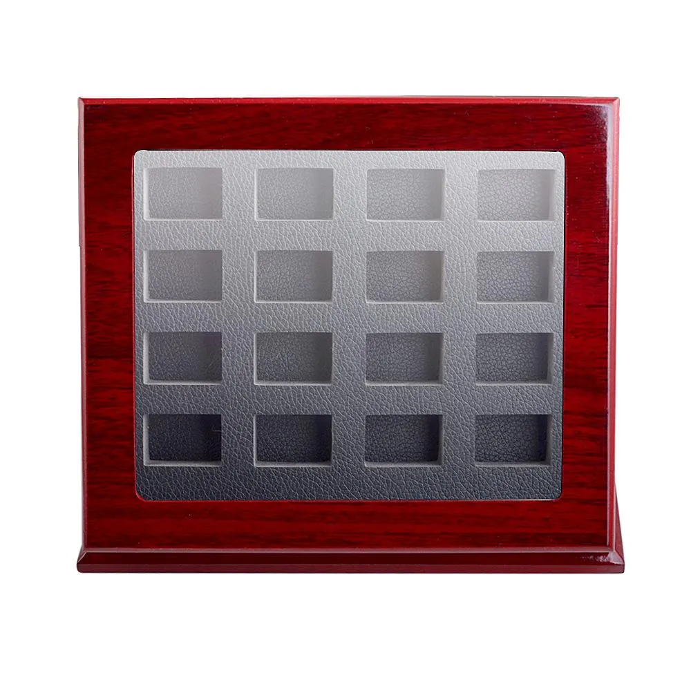 Sports Championship Rings Wooden Display Case Shadow Box Without Rings 12 Slots Rings Are Not Included227K